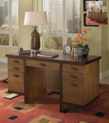 Home Styles® Hudson Pedestal Desk - Walnut