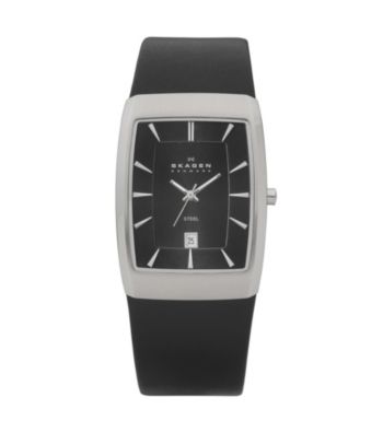 Skagen Denmark Men's Black Leather Watch