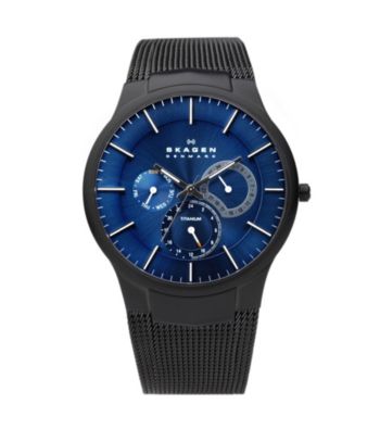 Skagen Denmark Men's Black Titanium Mesh Watch