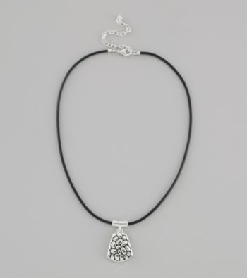 Napier® Faux Leather Necklace with Silvertone Pendant