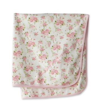 Little Me Baby® Girls' Cabbage Rose Print Blanket - White Floral