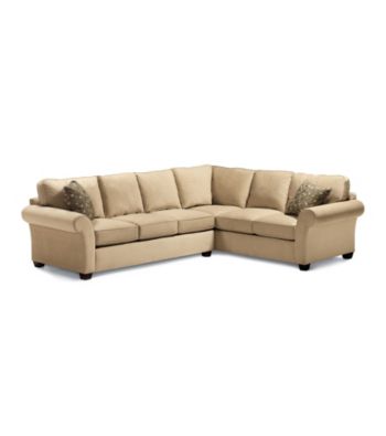 Bauhaus Mineral Tan Microfiber Sectional with Accent Pillows