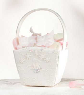 Lillian Rose® Ivory Sequin & Lace Flower Girl Basket