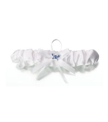Lillian Rose® White Satin Garter with Blue Butterfly