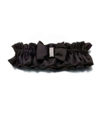 Lillian Rose® Black Satin Garter with Rhinestone