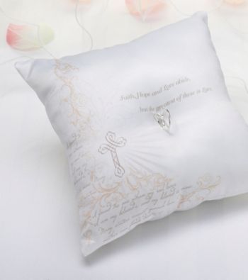Lillian Rose® White Christian Ring Bearer Pillow