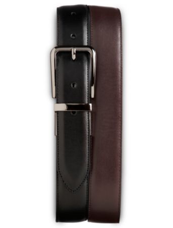 Harbor Bay Men's Big & Tall 2-For-1 Leather Belts - Black/Brown Men's