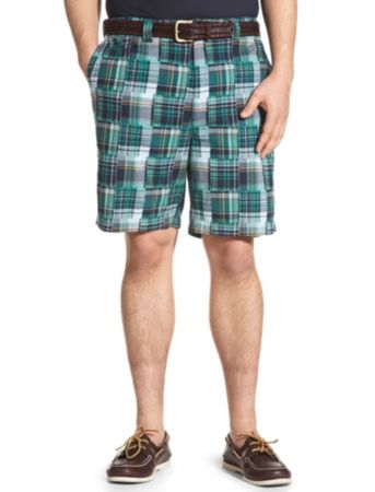 Harbor Bay® Men's Big & Tall Waist-Relaxer® Flat-Front Patchwork Shorts - Navy