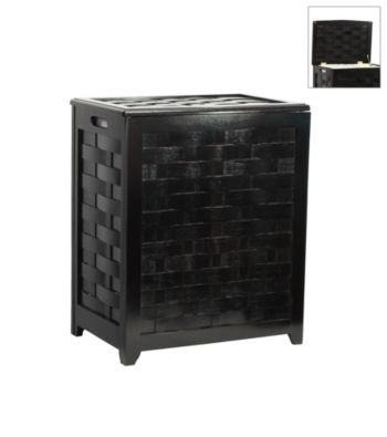 Oceanstar Rectangular Mahogany Veneer Laundry Hamper