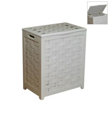 Oceanstar Rectangular White Veneer Laundry Hamper