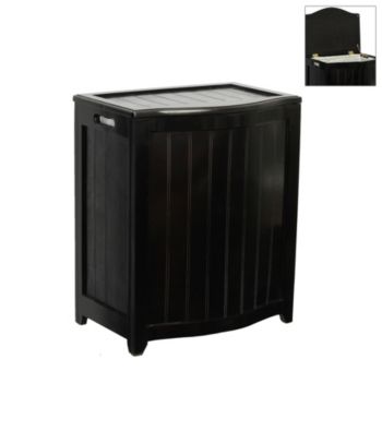 Oceanstar Bowed-Front Mahogany Laundry Hamper