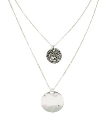 Kenneth Cole® Two Row Hammered Pendant - Silvertone