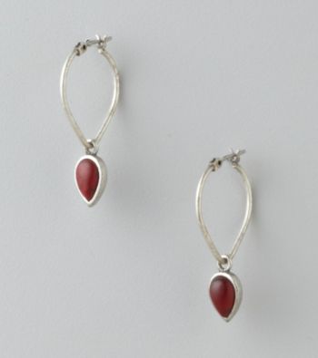 Lucky Brand® Teardrop Hoop Earrings - Silvertone/Red