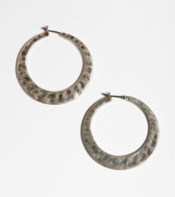 Lucky Brand® Hammered Metal Hoop Earrings - Silvertone