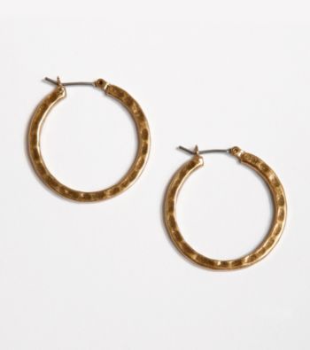 Lucky Brand® Small Hammered Metal Hoop Earrings - Goldtone