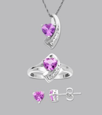 Created Pink and White Sapphire 3-pc. Set in Sterling Silver