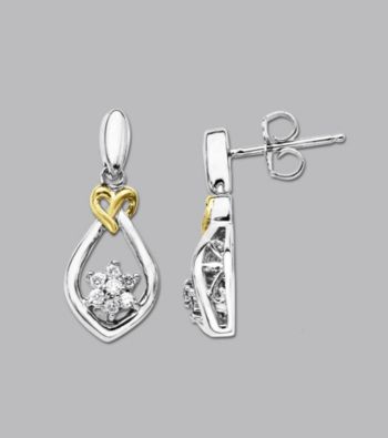 .20 ct. t.w. Diamond LoveKnot Earrings In Sterling Silver and 14K Gold