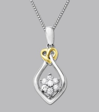 .20 ct. t.w. Diamond LoveKnot Pendant In Sterling Silver and 14K Gold