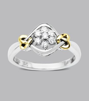 .20 ct. t.w. Diamond LoveKnot Ring In Sterling Silver and 14K Gold