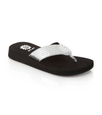 Yellow Box "Corona" Silver Sequin Thong Flip Flop 8M