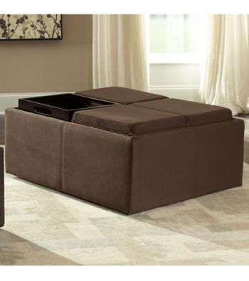 Home Interior Large Microfiber Storage Ottoman - Peat