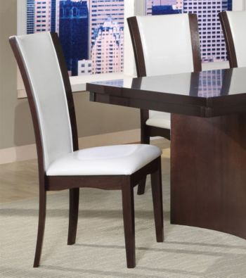 Home Interior Set of 2 Bi-Cast Vinyl Dining Chairs - White