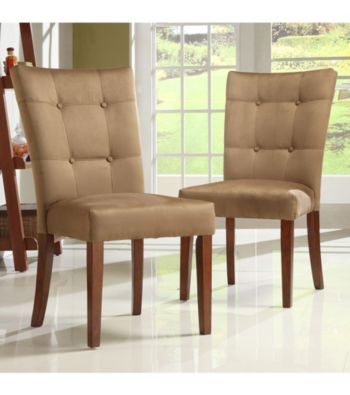 Home Interior Set of 2 Dining Chairs with Peat Microfiber Tufted Button Back