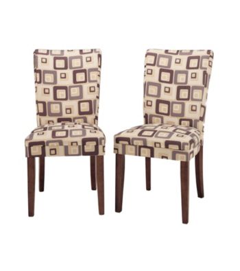 Home Interior Set of 2 Upholstered Dining Chairs with Brick Fabric