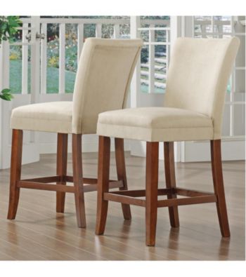 Home Interior Set of 2 Counter-Height Chairs with Microfiber Upholstery - Peat