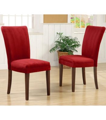 Home Interior Set of 2 Upholstered Parson Dining Chairs - Red