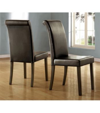 Home Interior Set of 2 Bi-Cast Vinyl Upholstered Parson Dining Chairs - Black