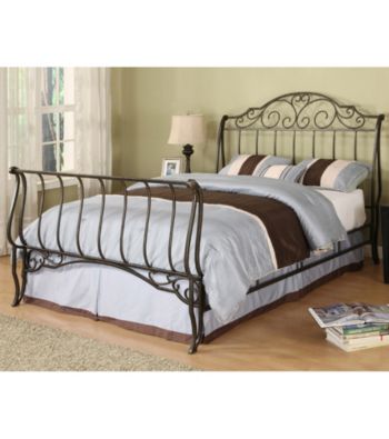 Home Interior Metal Sleigh Bed Frame  Brushed Goldtone  BonTon