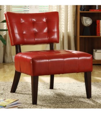 Home Interior Armless Faux Leather Accent Chair - Red Oak