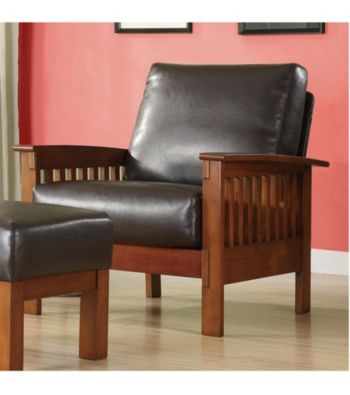 Home Interior Bi-Cast Faux Leather Mission Chair - Dark Brown