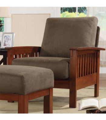 Home Interior Mission-Style Chair with Microfiber Covering - Oak/Olive