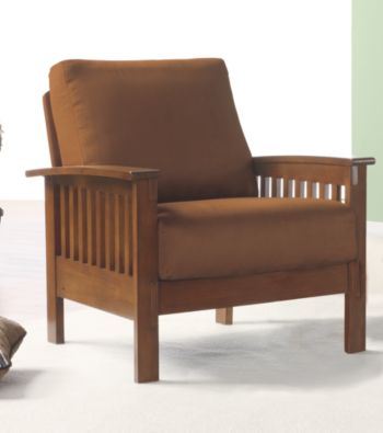Home Interior Mission-Style Chair with Microfiber Covering - Oak/Rust