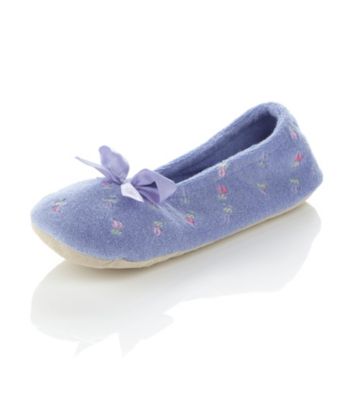 Isotoner® Embroidered Terry Ballerina Slippers