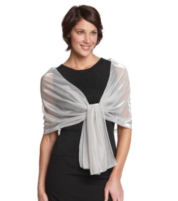 Cejon® Lurex Shimmer Evening Wrap - Silver