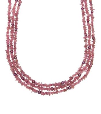 .925 Sterling Silver Freshwater Pearl & Tourmaline Necklace