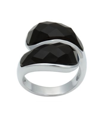 .925 Sterling Silver Faceted Cut Onyx Ring