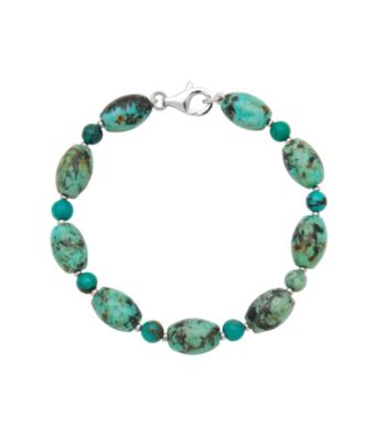 .925 Sterling Silver & Turquoise Round Bracelet