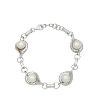 .925 Sterling Silver Freshwater Pearl Button Bracelet
