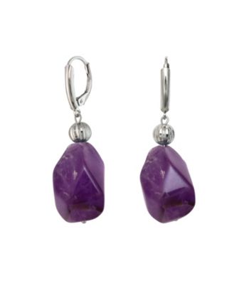 .925 Sterling Silver Amethyst Stone Earrings