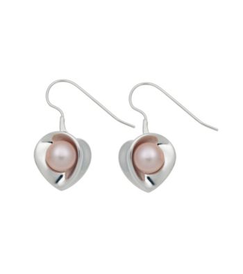 .925 Sterling Silver Freshwater Pearl Earrings - Pink