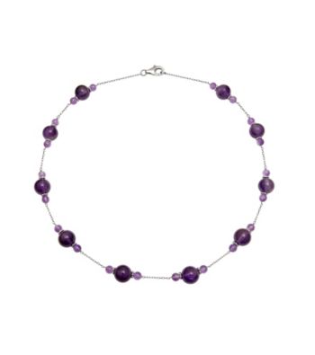 Sterling Silver Necklace with Amethyst Accents - Purple