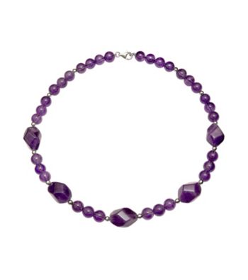 .925 Sterling Silver Amethyst Nugget Necklace - Purple