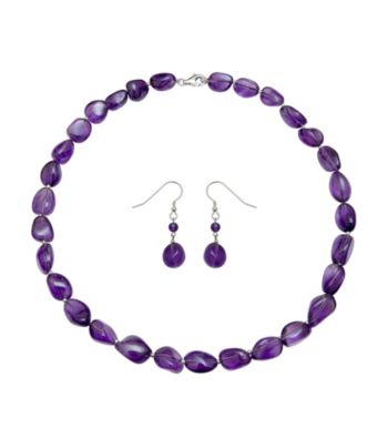 .925 Sterling Silver Amethyst Necklace/Earring Set