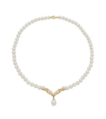 18K Gold-Over-Sterling Silver Freshwater Pearl & Topaz Accent Necklace