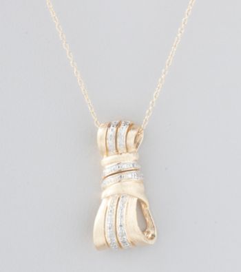 18K Gold-Over-Sterling Silver Diamond Accent Matte Pendant Necklace