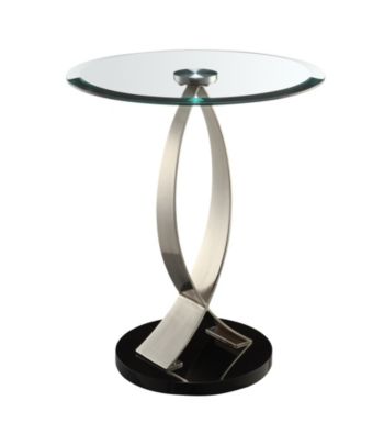 Powell® Brushed Chrome Round Chairside Table